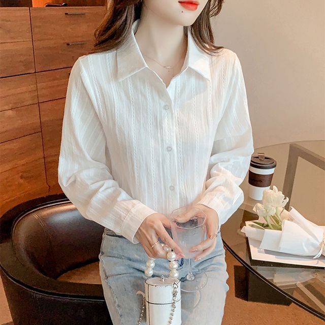 Everose-Long-Sleeve Plain Shirt
