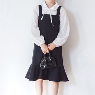 kids black pinafore dress