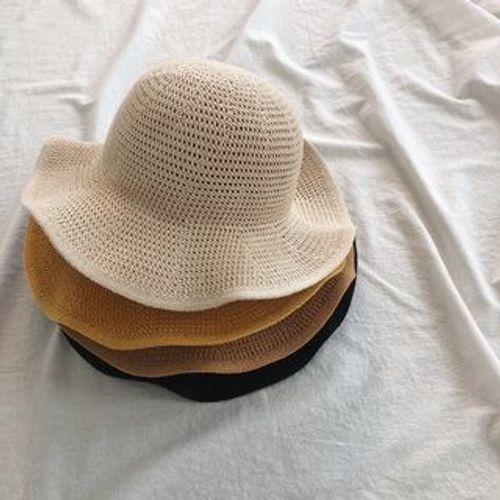 Cotton Linen Bucket Hat Japanese Korean Style Summer Fashion For Women.  Yellow 