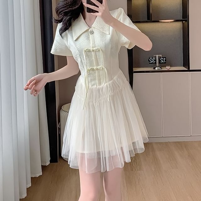 knee length dresses for ladies Laser Print Denim Wrap Mini Shirt Dress