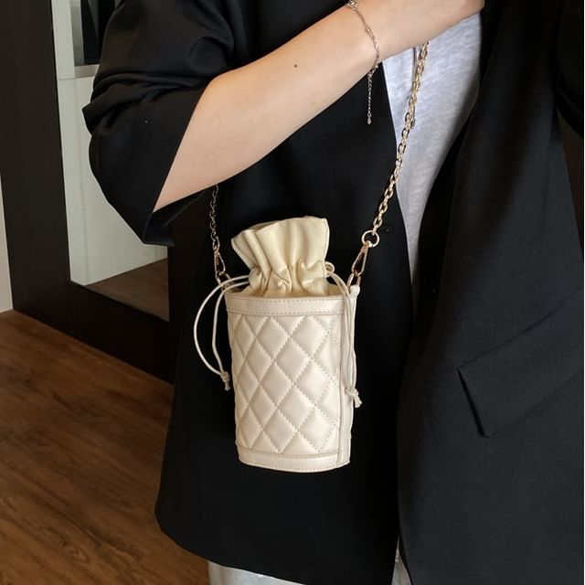 Skyglow-Quilted Drawstring Crossbody Bag