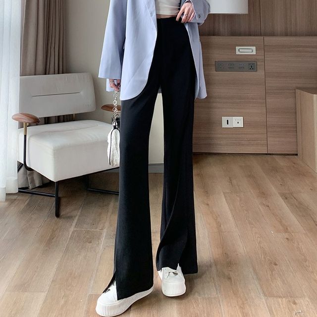 black flare dress pants women Comfortable Flare Work Pants for Women | Yoga Dress Pants main image 1