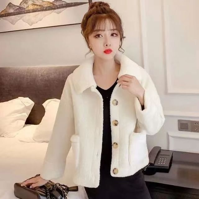 Everose-Collared Two Tone Button Jacket