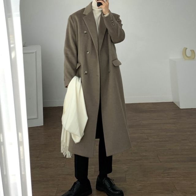 Blueforce-Plain Double-Breasted Coat