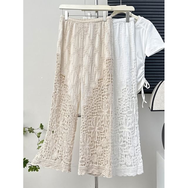 Lemongrass-Jacquard Wide-Leg Pants