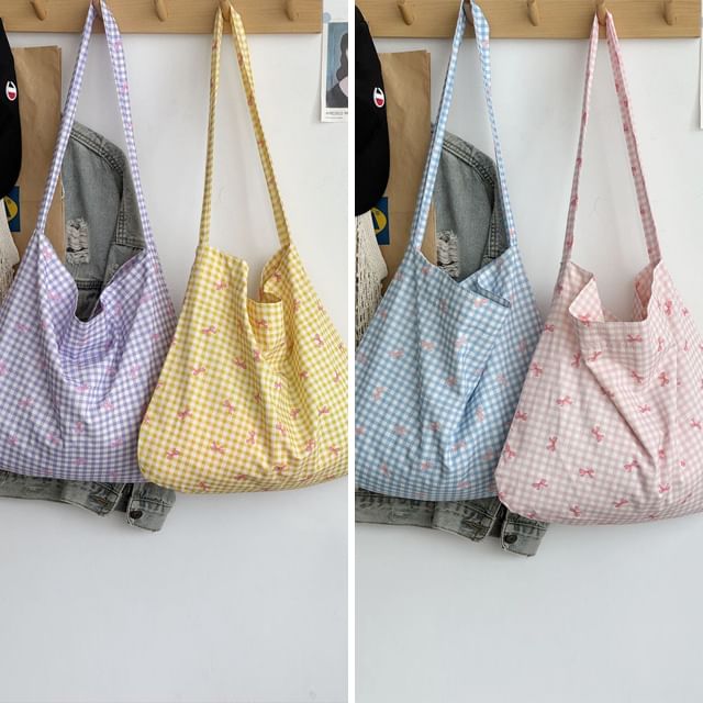 Basaran-Gingham Canvas Tote Bag