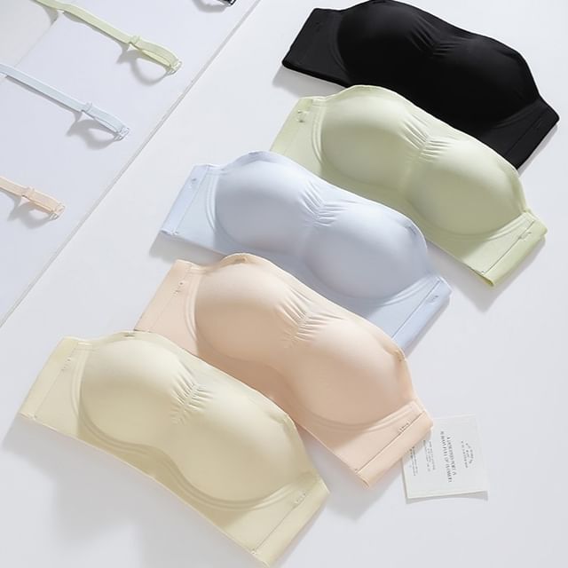 Gecko-Detachable Strap Plain Wireless Bra