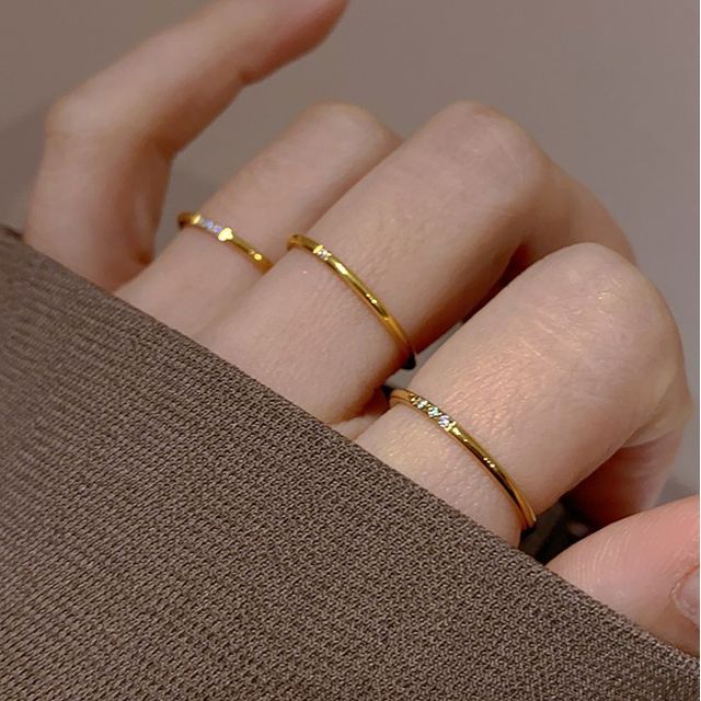 Kiren-Rhinestone Stainless Steel Ring various designs