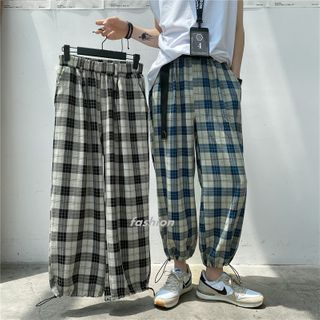 plaid pants loose fit