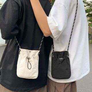 Hikuozy-Plain Drawstring Crossbody Bag