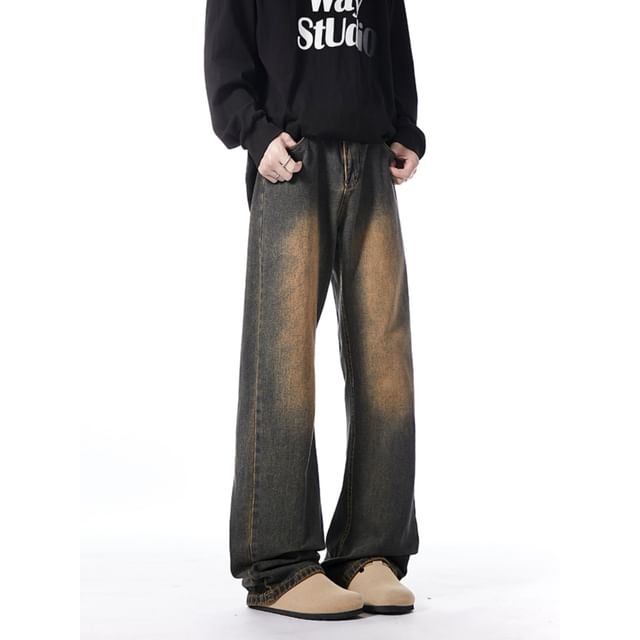 Naideth-Mid Rise Washed Loose Fit Jeans
