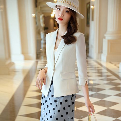 Women's Formal Blazers Suit Jacket Female 2021 Spring Autumn New Korean  Temperament Long Sleeve Coat Top OL Ladies Short Blazer