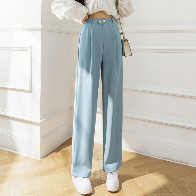Sibpal High Waist Loose Fit Dress Pants YesStyle