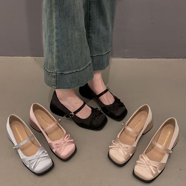 Anjay-Square Toe Chunky Heel Mary Jane Pumps