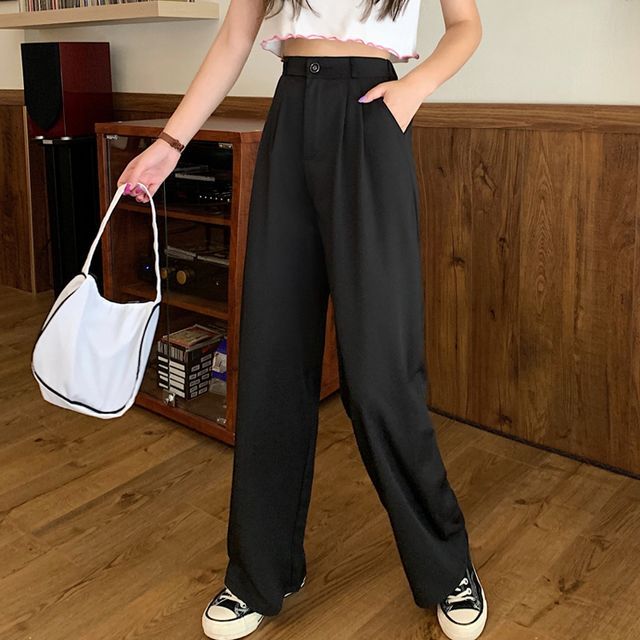 Everose - High-Waist Wide-Leg Dress Pants | YesStyle
