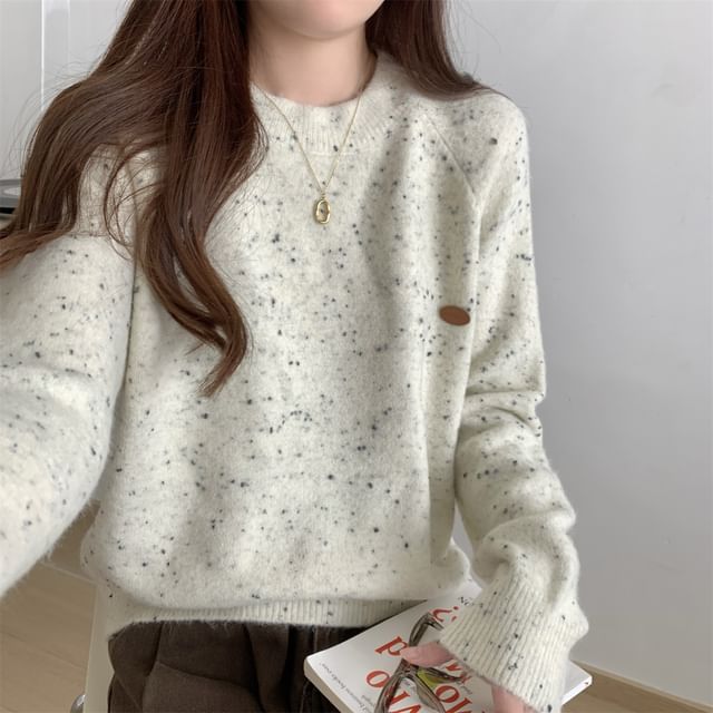 Magimomo-Round Neck Melange Oversized Sweater