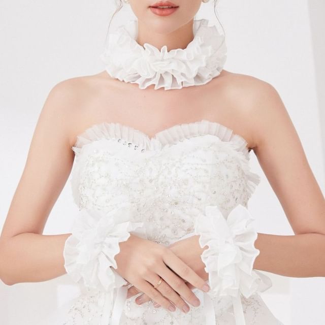 MIOW-Ruffle Decorative Collar Wrist Cuffs Set
