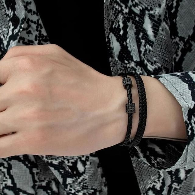 Lilafey-Faux Leather Woven Bracelet