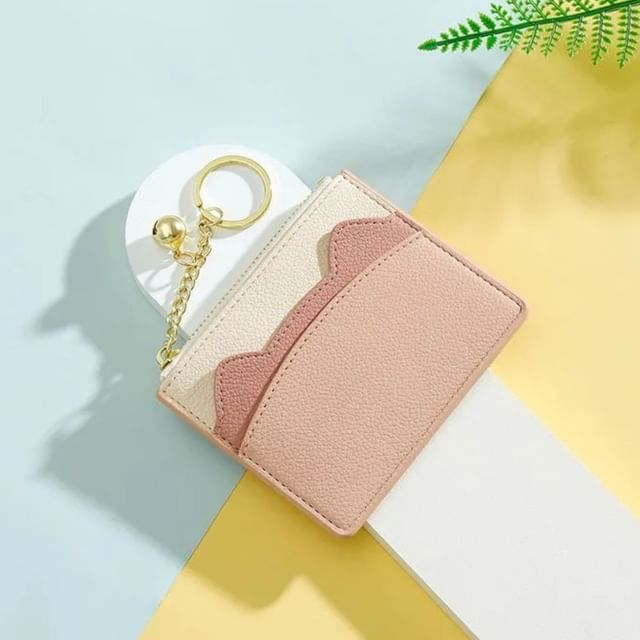 tablarosa-Color Block Zip Card Holder