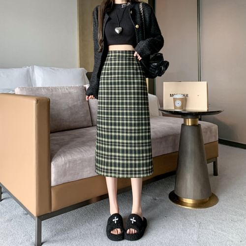 Plaid pencil 2024 skirt quality