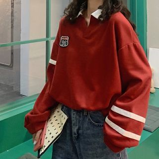 oversized long sleeve polo shirt