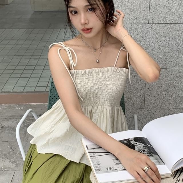 PINPI-Plain Peplum Camisole Top