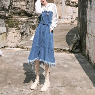 denim hoodie dress