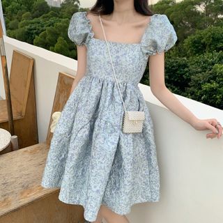 Duwnie - Short-Sleeve Texture Mini A-Line Dress | YesStyle Duwnie - Short-Sleeve Texture Mini A-Line Dress | YesStyle