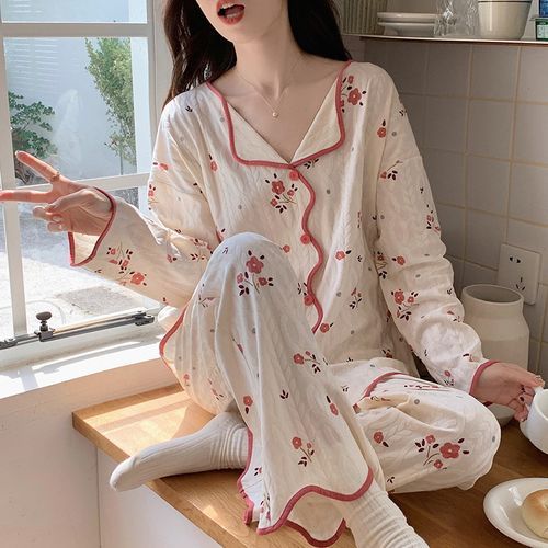 V neck pajama set hot sale