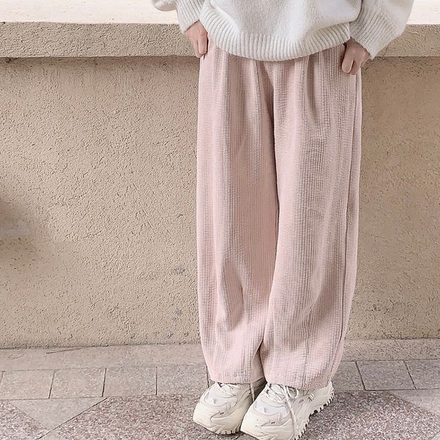 Glotto-Plain Wide Leg Corduroy Pants