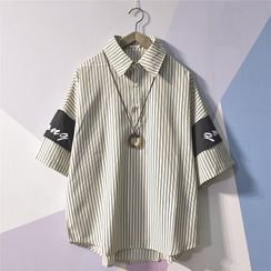 Puerta - 條紋中袖襯衫 Puerta - 條紋中袖襯衫