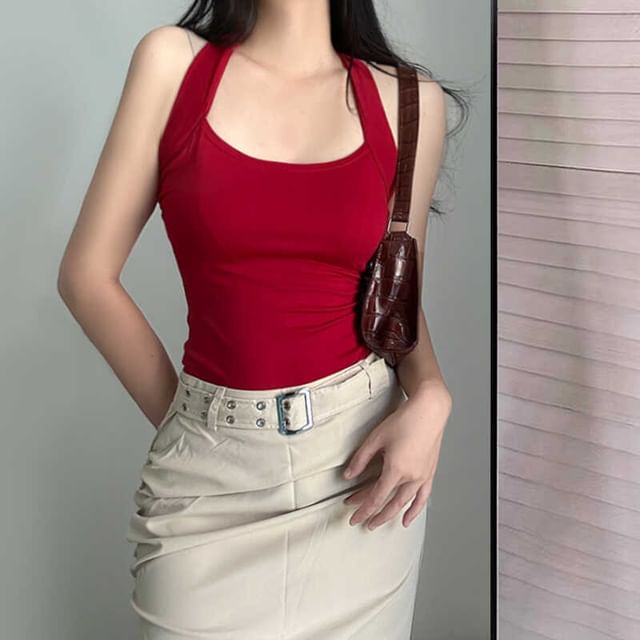 Allinya-Plain Halter Top