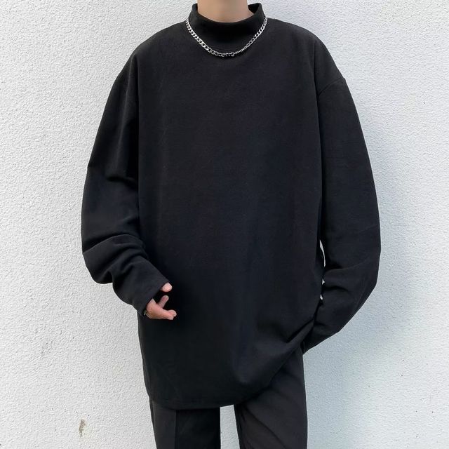 Long-Sleeve Mock Neck T-Shirt