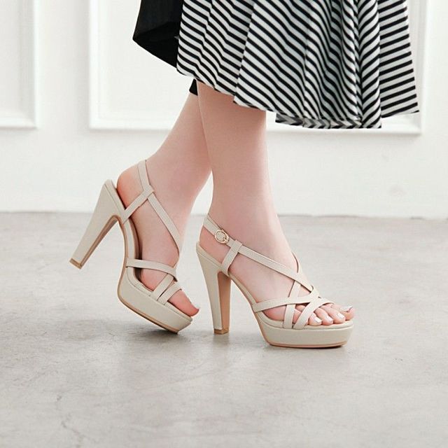 Megan-Chunky Heel Platform Ankle Strap Sandals