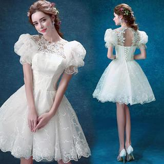 mini wedding dress with sleeves