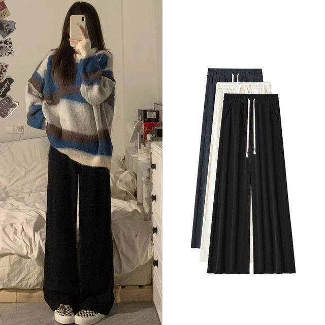 evanesce-High Waist Drawstring Wide Leg Sweatpants