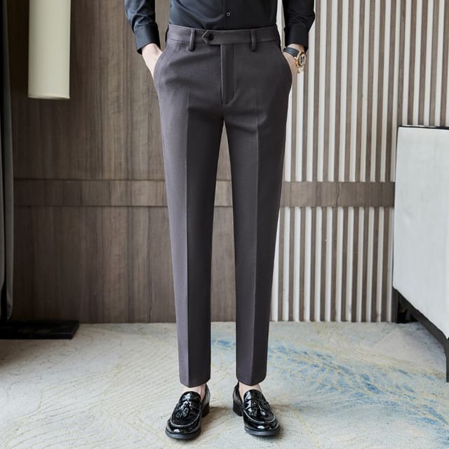 Blueforce-Mid Rise Plain Tapered Dress Pants
