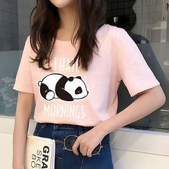 Manki - Panda Print Short-Sleeve T-Shirt Manki - Panda Print Short-Sleeve T-Shirt