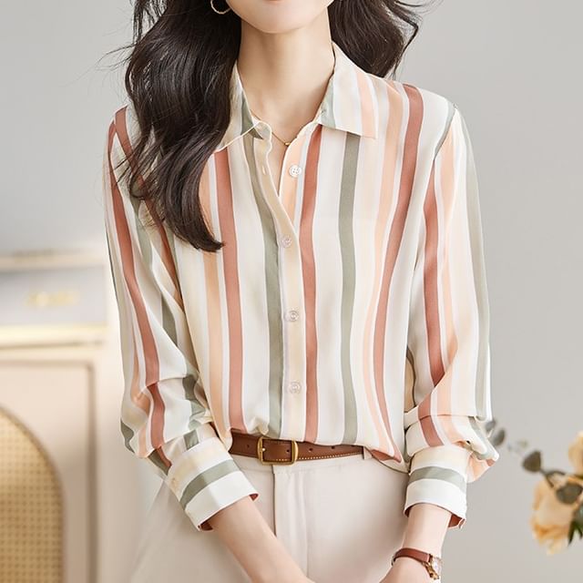 Coline-Long-Sleeve Striped Shirt