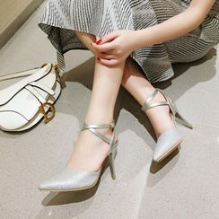 Martha - Ankle Strap Kitten-Heel Sandals Martha - Ankle Strap Kitten-Heel Sandals
