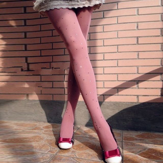 Gentiana-Rhinestone Mesh Tights