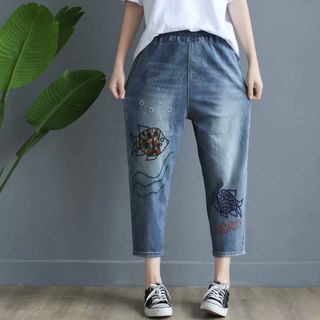 Angel Love - Fish Embroidered Harem Jeans | YesStyle