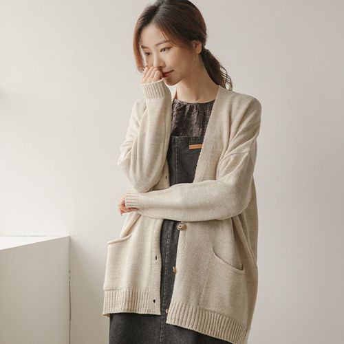 JUSTONE - V-Neck Oversized Cardigan 