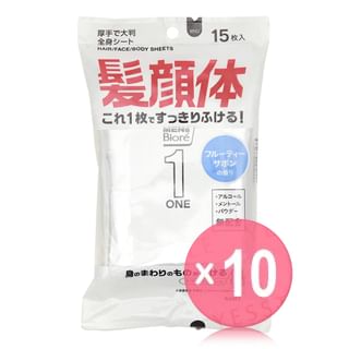 Kao - Men's Biore Hair & Face & Body One Sheet 10pcs Bundle Set