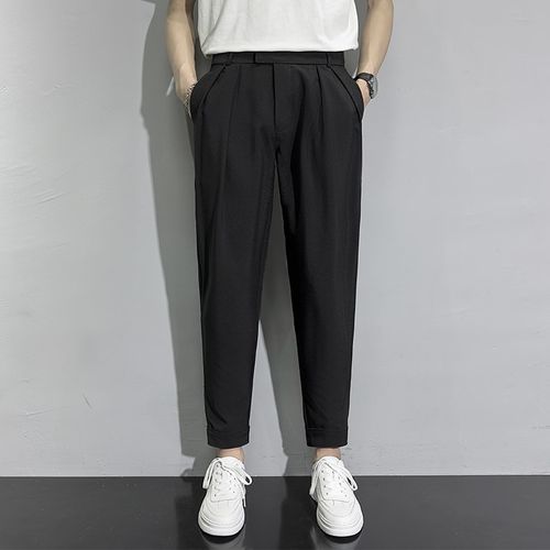 Mid Rise Plain Cropped Tapered Dress Pants