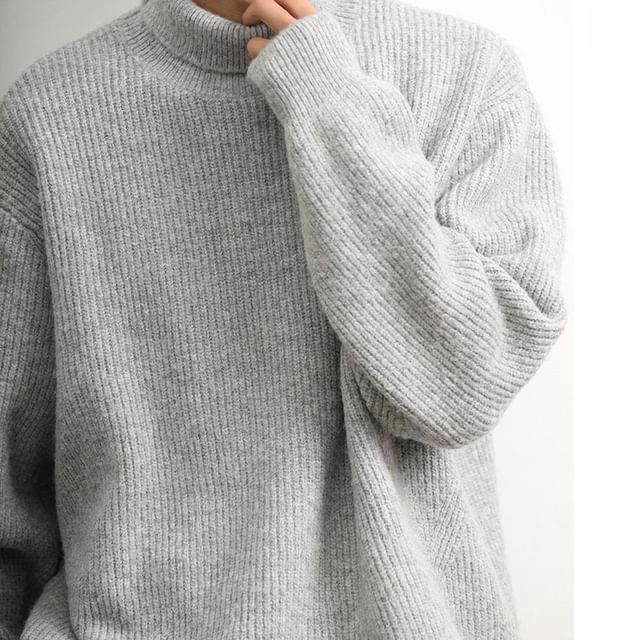 Adothuiastic-Turtleneck Melange Ribbed Sweater