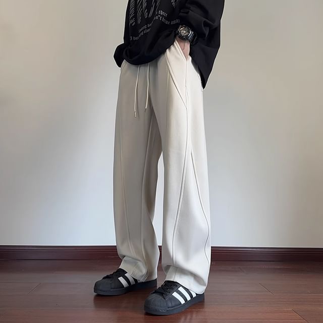Priam-Mid Rise Plain Wide Leg Sweatpants