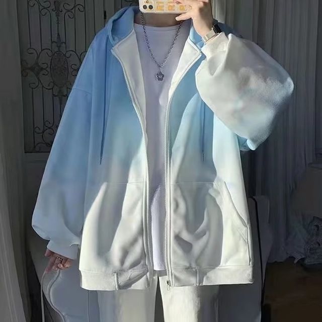 Cowpow-Gradient Zip-Up Hoodie
