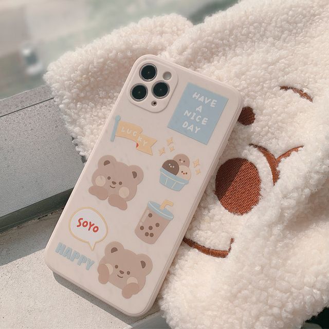 kloudkase - Bear Phone Case - iPhone 14 Pro Max / 14 Pro / 14 / 14 Plus / 13  Pro Max / 13 Pro / 13 / 13 mini / 12 Pro Max / 12 Pro / 12 / 12 mini / 11  Pro Max / 11 Pro / 11 / SE / XS Max / XS / XR / X / SE 2 / 8 / 8 Plus / 7 /  7