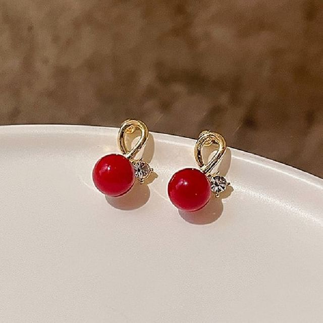 True Glam-Rhinestone Bead Stud Earring